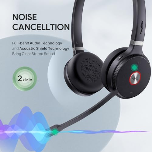 Yealink WH62 Stereo DECT Wireless Headset, Teams Certified for Deskphone PC