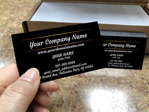Simple Custom Premium Business Cards, Black with Two Sunny Lines Design, Full Color 2 Sides, 16pt (350gsm-Thick Paper), Matte Finish, Available (250pcs to 2,500pcs), Made in the USA