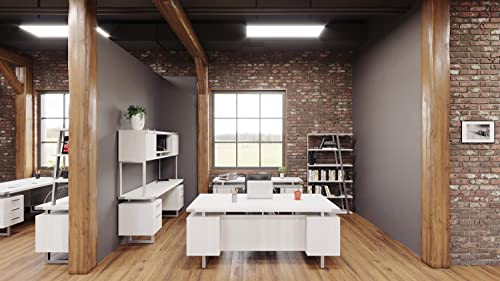 Safco Mirella Modern Wood Hutch with Sliding Doors in White Ash