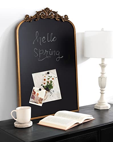 Kate and Laurel Arendahl Arch Chalkboard; Gold; 19 x 31; Framed Arched Ornate Vintage Magnetic Chalkboard for Unique Display; Decoration; and Organization