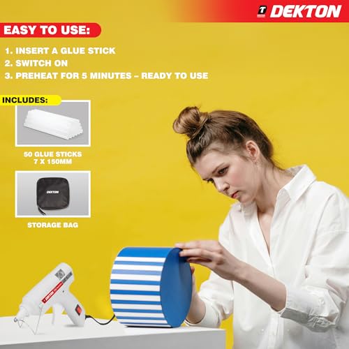 Dekton 20W Corded Glue Gun Kit, Includes 50 Glue Sticks, Fast Heating, Compact Design, User-Friendly Trigger, Perfect for DIY, Crafts & Repairs