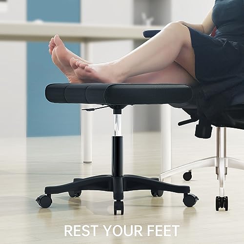 alfd suoke Mobile Footrest, Multi-Use Stool with Lockable Wheels, Under Desk Leg Rest Rolling Chair for Home Office, Adjustable Height Spa Salon Stool, Ottoman Foot Rest