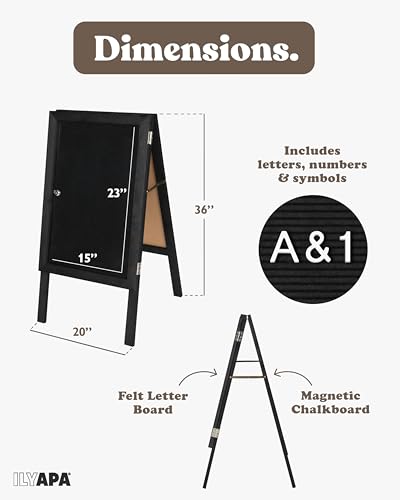 Ilyapa A Frame Chalk & Letter Board Sign, Sandwich Board - 36x20 in