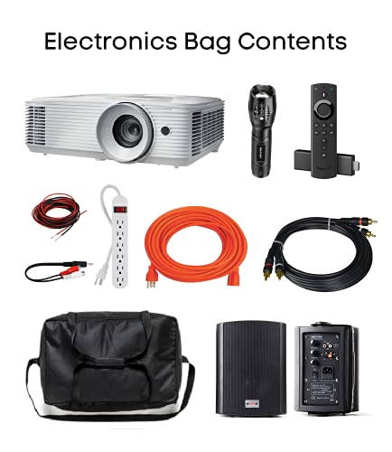 Backyard Theater Kit | Recreation Series System | 9' Front and Rear Projection Screen with 1080p HD Savi 4000 lumen Projector, Sound System, Streaming device w/WIFI (EZ-950)
