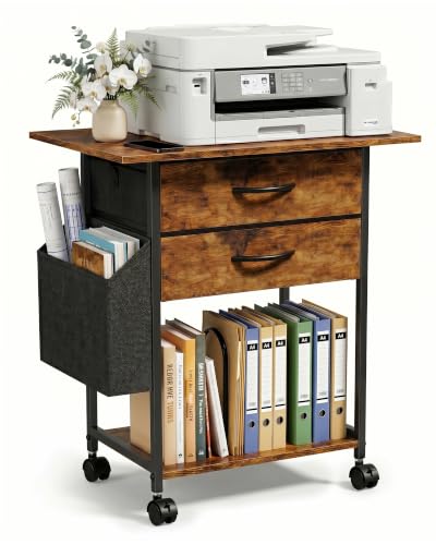 Faesun Printer Stand with Storage, 22In Printer Table with 2 Fabric Drawers