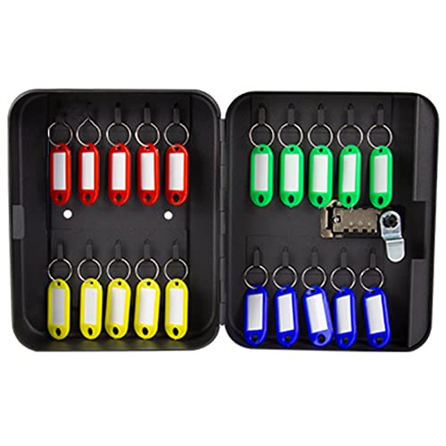 QHKNUYOAX Key Storage Lock Box with Code Steel Cabinet Management Wall Mount with 3 Digit Combination for Garage School Office (Black)(20)
