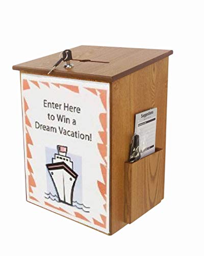 FixtureDisplays® Donation Box Tithing Box Suggestion Ballot Box with Acrylic Sign Holder 9-1/2''W x 13-7/8''H x 9-1/2''D 1040-8511MO+12065