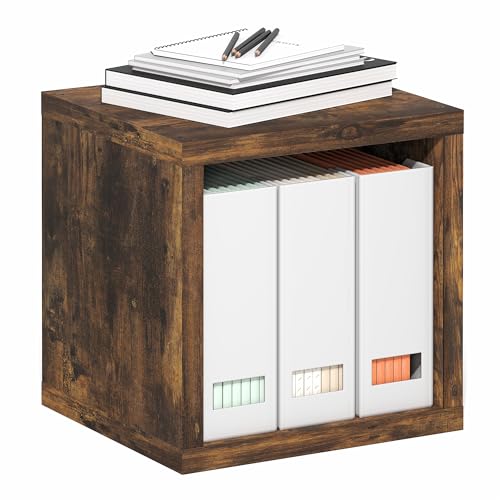 Furinno Cubicle Book Shelf, Stackable Bookshelf, Cube Storage Organizer Bookcase with Open Back, Extra Thick, 15.8" x 15.8" x 14.6", for Living Room, Bedroom, Home Office, Amber Pine