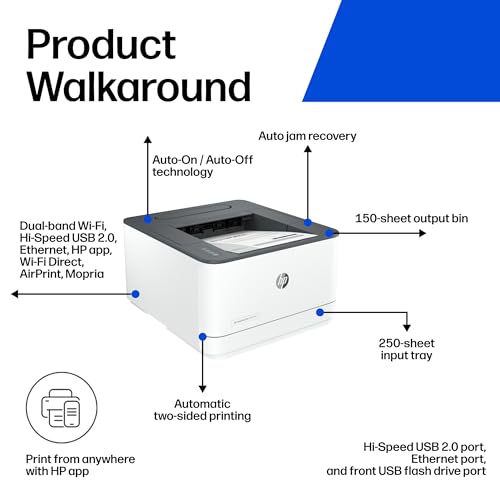 HP Laserjet Pro 3001dw Wireless Black & White Printer, Best-for-Office (3G65OF)