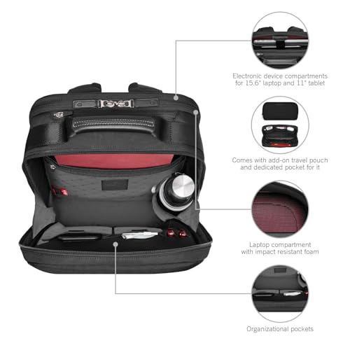 Victorinox Mythic, Deluxe Backpack, Backpack with 15.6’’ Laptop and 11’’ Tablet Compartment - Black
