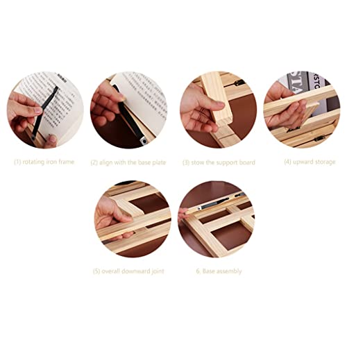 PJNKMWH Foldable Book Stand Wood Angle Adjustable Library Stationery Bookshelf Tablet PC Support