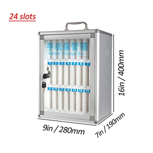GFAZXDS Aluminum Alloy Pocket Chart Storage Cabinet,Wall-Mounted Pocket Chart Storage Locker Box with A Lock, for Cell Phones (OneColor 24 Slots)