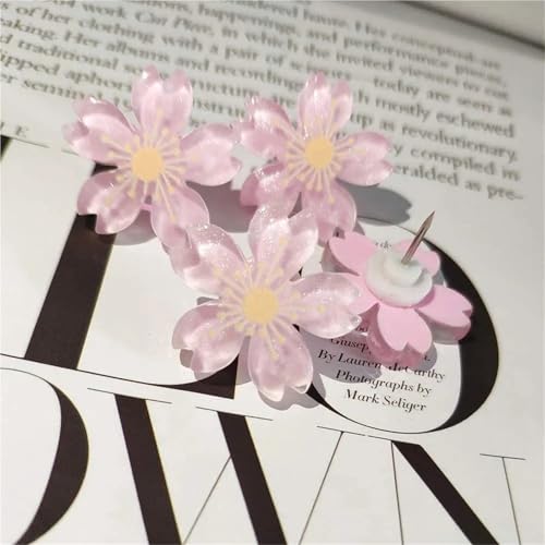 Pins 30 Pcs Pins Resin Thumbtacks Decorative Cherry Blossom Tacks Flat Head for Cork Board Crafts Bulletin Supplies forBulletin Board, Maps, Posters