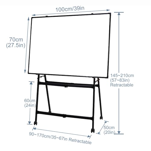 Dry Erase Board Double Sided, Rolling Whiteboard Foldable, Magnetic White Board with Stand, Height Adjustable(Green,70x100cm/28x39in)