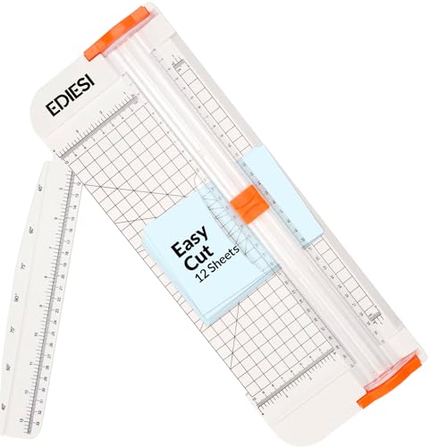 Edihome Paper Cutter Trimmer, 12-Sheet A3 Guillotine Paper Cutter with Safety Blade, Non-Slip Base for Office, School & Craft Use (White)