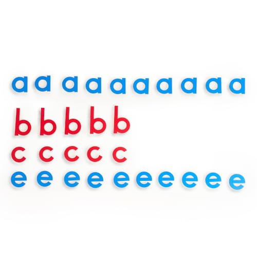 penepico Premium Montessori Small Moveable Alphabet – 255 Red & Blue Print Letters in Wooden Box, Phonics & CVC Word Building Set, Early Reading Language Materials for Kids 3-6, Homeschool Classroom