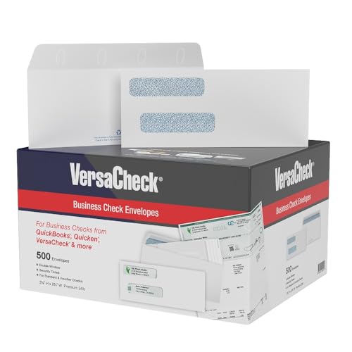 500 VersaCheck NRP Business Double Window Security Standard and Voucher Check Envelopes - Compatible with business checks made from VersaCheck, QuickBooks, Quicken, Sage, and others.