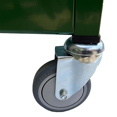 Workington Rolling Book Truck Book Cart with 3 Flat Shelves, Library Book Cart with Swivel Lockable Casters 3001 Green