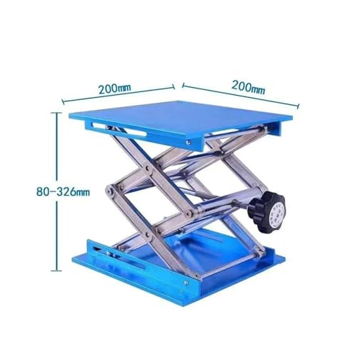 Mini Lifting Table 1pcs Lift Table Lab Plate Jack Scissor Stand Platform Router Workbench Laboratory Carpentry Tools(Blue-200X200MM)