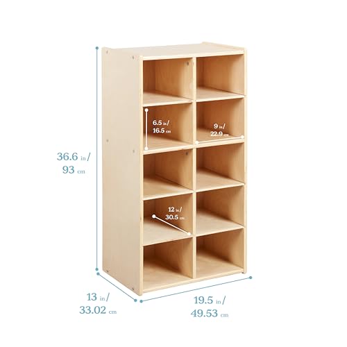 ECR4Kids Streamline 10 Cubby Tray Cabinet and 10 Scoop Front Bins, 5x2, Kids Furniture, Clear