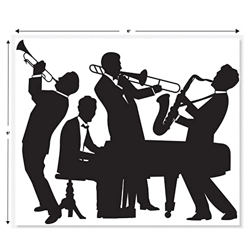 Beistle 1920s Jazz Age Party Decoration Bundle – Great 20’s Band Insta-Mural and Double-Sided 1920s Silhouette Cutouts, Vintage Roaring Twenties Décor for Speakeasy, Flapper, and Jazz-Themed Events