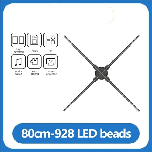 Hologram 3D Ventilador Projetor Advertising Display Luces LED Light Sign Holographic Player Support Images Video Draw Audiences(80cm 928LED)