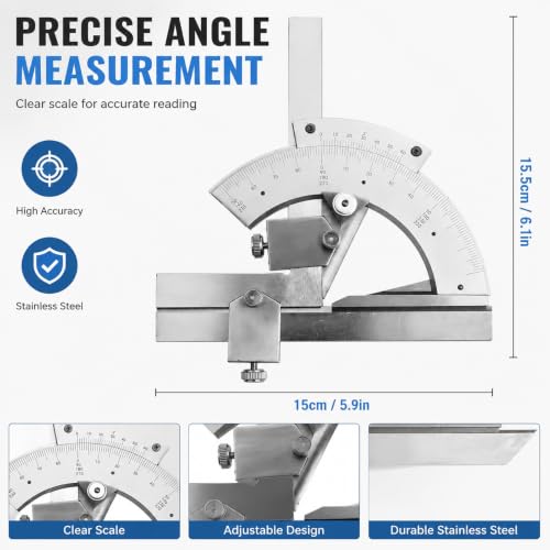 YZHYY Angle Protractor, 0-320° Accuracy 0.02° with Storage Box