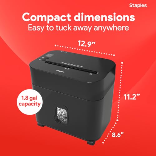 Staples 12-Sheet Micro-Cut Paper Shredder, Compact, High-Security, Black