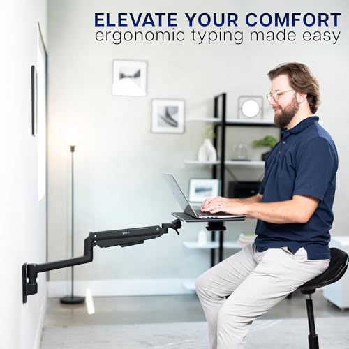 VIVO Black Pneumatic Arm 14 x 12 in Laptop Tray Wall Mount, MOUNT-KB35L