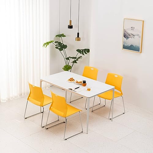 Whiterye Yellow Waiting Room Chairs, Hard Plastic Stackable Chairs Set of 8