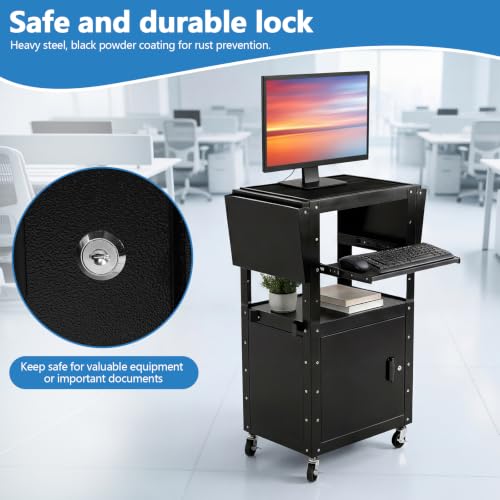 Generic Rolling AV Carts Cabinet with Locking Cabinet and Keyboard Tray 3D