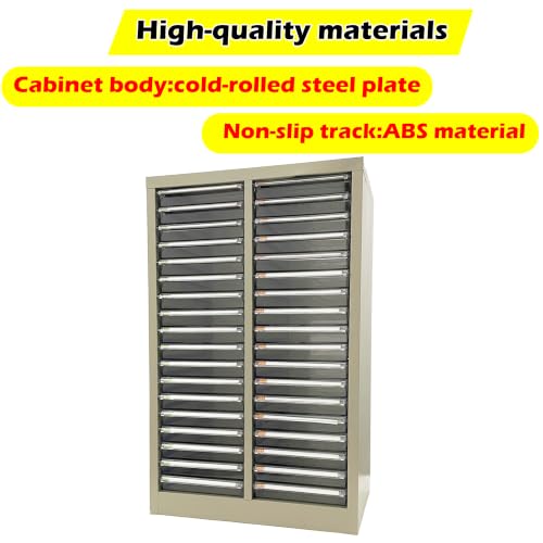 JARYANNIX File Cabinet with Label Transparent Drawers 36 Small Drawers Document Filing Steel Storage Organizer with Curved Handles and Label for Small Parts Office Business Use