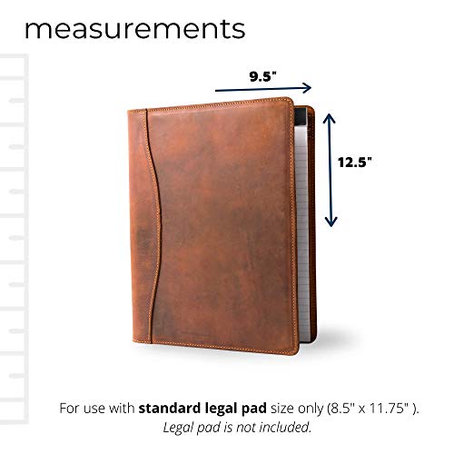 PEGAI Handmade 100% Leather Padfolio, Legal Pad Organizer for Business School Office Conference, Heavy Duty Full Grain Cow Hide Resume Interview Folio, Amazing Gift Idea | Marshall (Mahogany Brown)