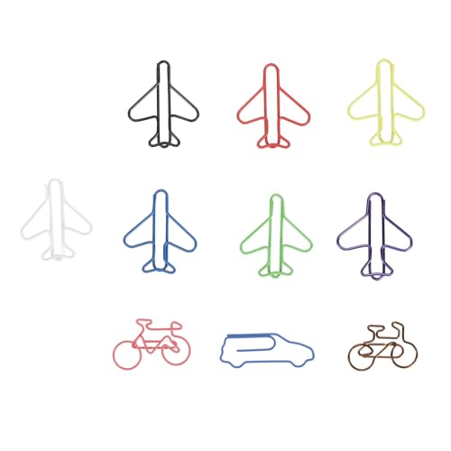 LENmzpomA Cute Paper Clips,40PCS Paper Clips, Colorful Metal Plane and Bicycle Shape Bookmark Clips Cute Shapes for School Office Kids Students