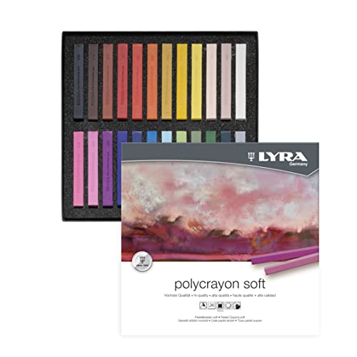 Lyra Polycrayons Soft Pastel Crayons, Set of 24 Crayons, Assorted Colors (5651240)