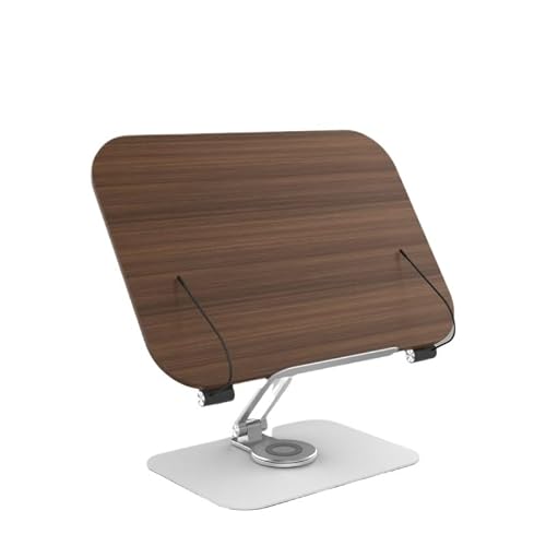 ICWRQLG 360 Degrees Carbon Steel Book Stand Wood Reading Rack Aluminum Alloy Holder