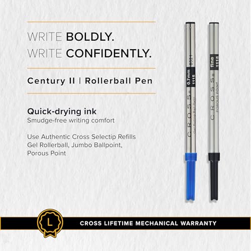 Cross Century II Classic Black & Gold Rollerball Pen, Black Ink