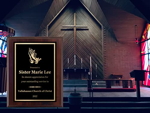 Personalized Church Award - Engraved Custom Religious Plaque - Recognition or Appreciation for Preacher, Pastor, Rabbi, Usher, Elder, Deacon, Member, Choose Your Size, Customize Now! (7x9)