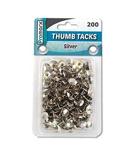Promarx 2324295 Thumb Tack Silver - 200 Count - Case of 48