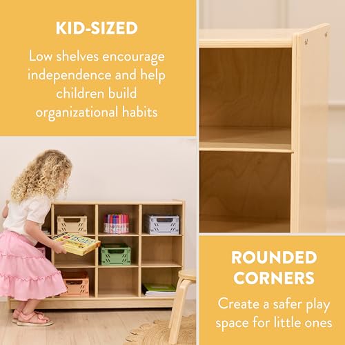 Back2School Express 12-Cubby Mobile Storage Cabinet, 3x4, Natural