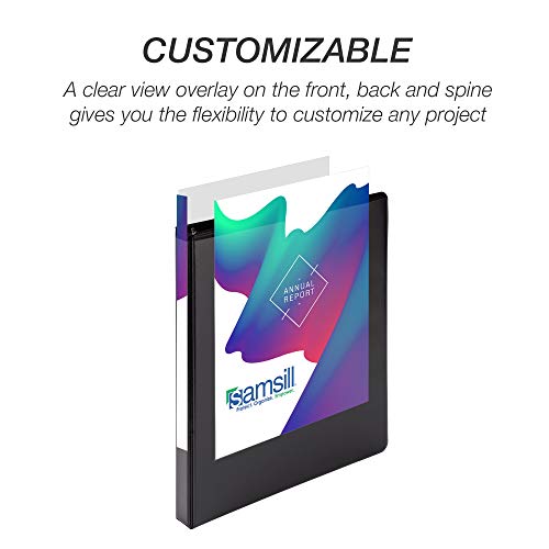 Samsill Durable 0.5 Inch Binder, Customizable Clear View Cover, Black, 24 Pack, Each Holds 125 Pages, Pallet of 768 Binders in 32 Cartons