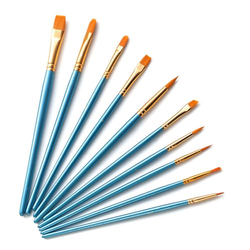 HBJWOV Oil Brush Set Wooden Handle Nylon Hair Watercolour Outlining Brushes Art Supplies Tools