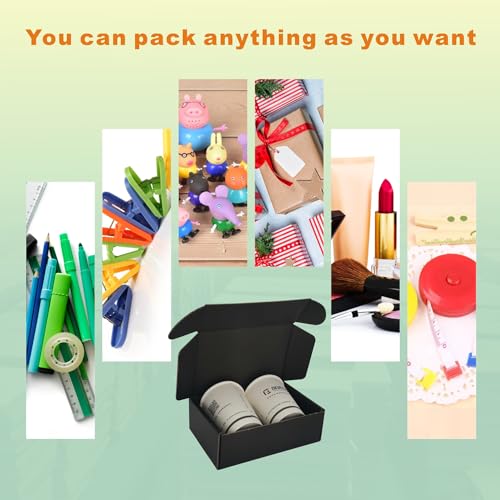 CH-BOX 300 Pack 6x4x2'' Small Shipping Boxes, Corrugated Cardboard Mailers for Business, Black (CM642B-300)