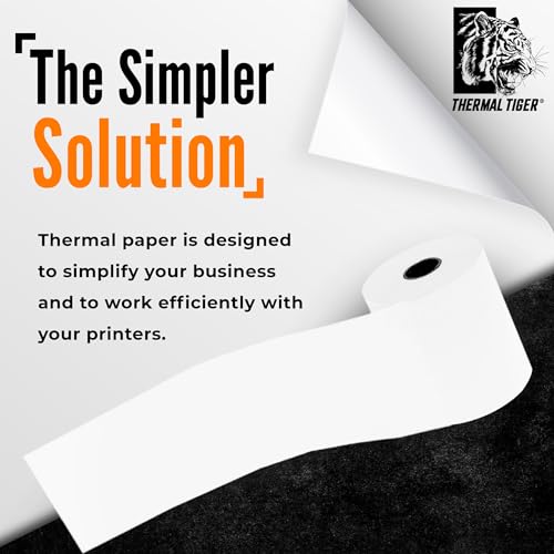 Thermal Tiger 3 1/8 X 230 Thermal Paper Rolls (10 Rolls/Box) – BPA-Free Rolls for POS Systems, Cash Registers & Credit Card Machines