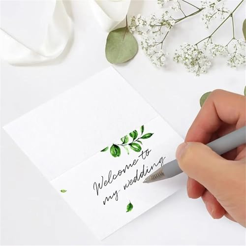 White Blank Tent Place Cards 200Pcs White Blanks Place Cards，for Table Seting，DIY Craft Name Cards，Pre-lined Wedding Table Seating Cards，Guest Name Cards