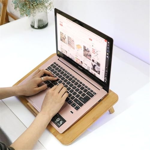 tanyunji001 Laptop Stand, Bamboo Laptop Stand with Dual Fan & 2 USB Ports, Cooling Notebook Holder,Office Desk Accessories(38cm)