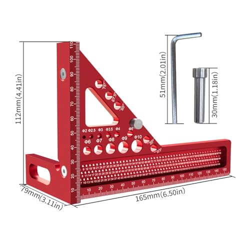 Woodworking Triangular Ruler,3D Aluminum Measuring Square Protractor for Tools