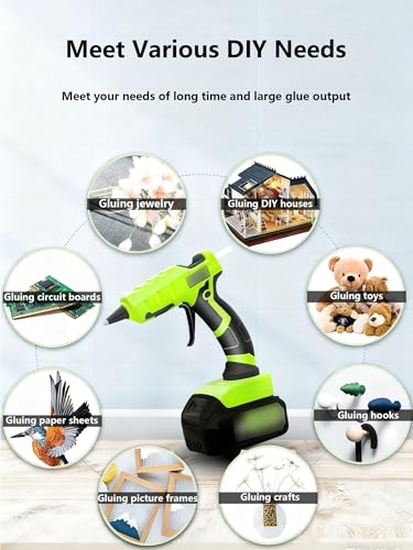 Hot Glue Gun Cordless Hot Glue Gun Gun Glue Heat Gun with Fine Tip Easy Squeeze Trigger and Overheat Protection for Art DIY Craft Home Repair School