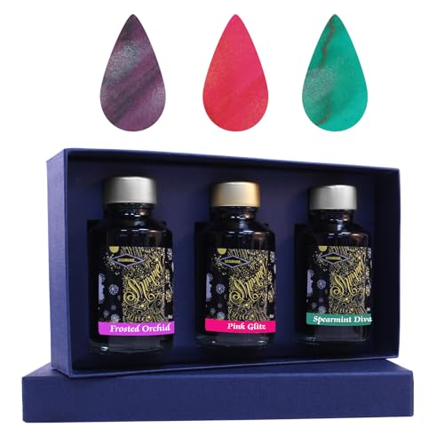 Diamine Ink Set/Collection Bottles 50ml with Sparkly Shimmer/Glitter Ink - Gift for Colleagues, Family & Friends Stationery Lovers! (Pastel Collection)