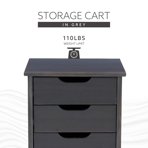 Linon Home Decor Products Corinne Six Drawer Storage, Grey Rolling Cart